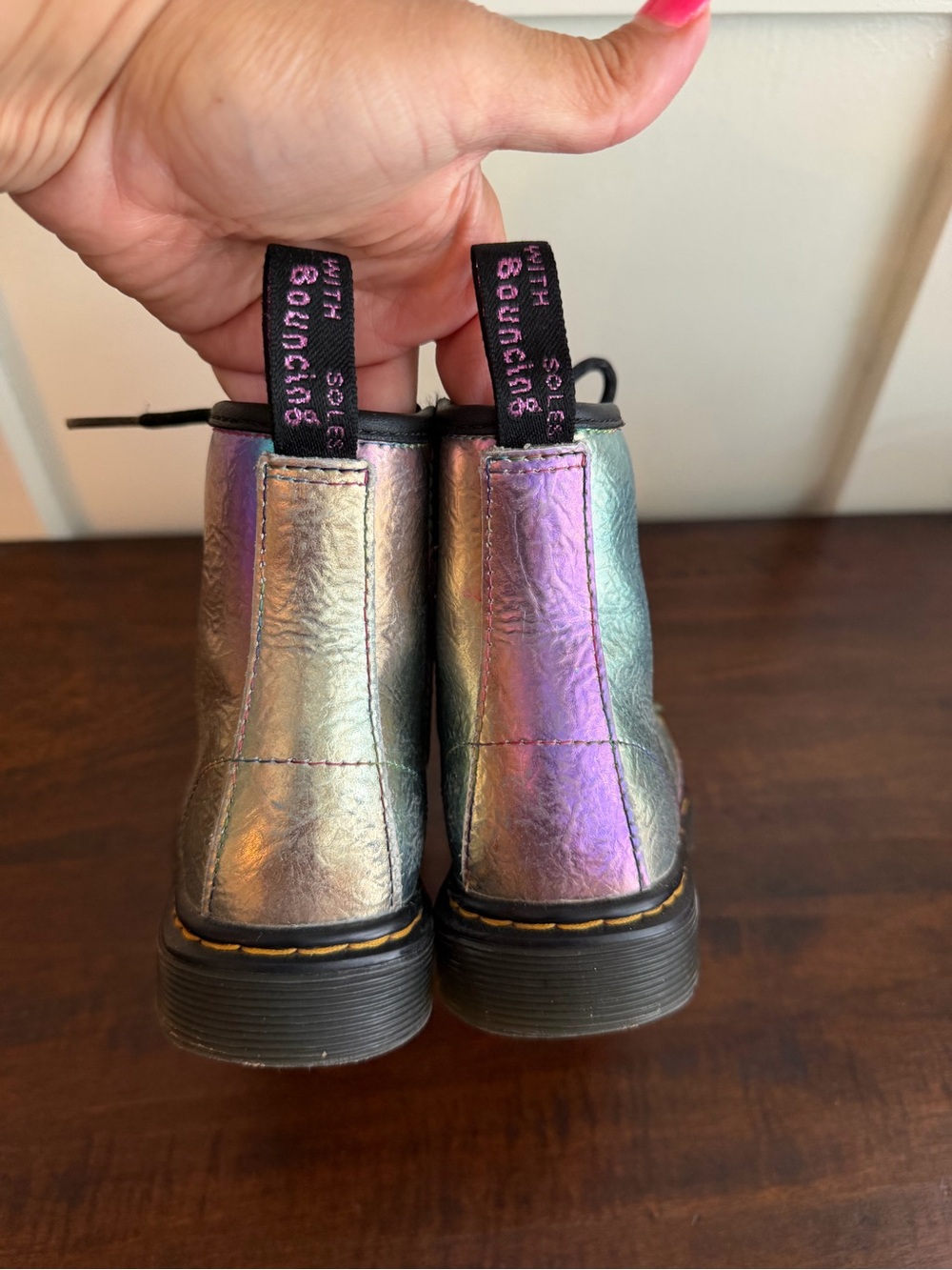 Dr. Martens Junior 1460 Rainbow Leather Lace Up Boots - Picture 4 of 12